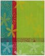 100% Cotton Jacquard Retro Flower Lime Green Dishtowel 18" X 28" Set / 6