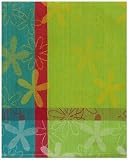 100% Cotton Jacquard Retro Flower Lime Green Dishtowel 18" X 28" Set / 6