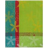 100% Cotton Jacquard Retro Flower Lime Green Dishtowel 18 X 28 Set 6 by Traders and Company