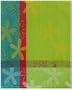 100% Cotton Jacquard Retro Flower Lime Green Dishtowel 18" X 28" Set / 6