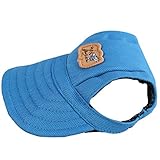 Kung Fu Dog Fashion Solid Blue Canvas Pet Dog Cat Sports Baseball Hat Sun Cap with Ear Holes Only for Small Dogs