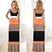 Tenworld Women Boho Spaghetti Strap Splicing Stripes Long Maxi Dress Party Dress (S = US 4)