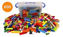 Bucket of Building Bricks - 600 PC Bulk Blocks with Roof Pieces - Tight Fit and Compatible with All Brands
