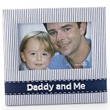 Mud Pie Baby Lil' Buddy Navy Blue Seersucker Fabric Photo Frame, Daddy and Me