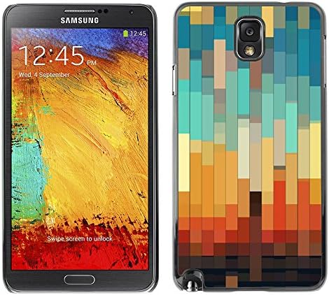 Graphic Case Hard Skin Case Cover Pouch - 3D Teal Pastel Orange Brown - Samsung Galaxy Note 3 N9000 N9002 N9005
