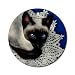 Siamese Cat Round Porcelain Christmas Ornament, 2 7/8"