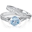 FOJO's Diamonds in Silver Synthetic Blue Topaz Ring Set (.25 ct. tw.)
