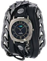 La Mer Collections Womens LMSCW2001 Corsica Black Layer Strap Gunmetal Malibu Chain Odyssey Case Black Dial Watch