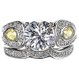 Persephone's 2.5 TCW Antique Wedding Ring Set - 925 Sterling Silver Rhodium Electroplated