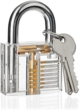 Locksmith Training Kit by One Planet - with 2 Keys, Visible Cutaway Lock Practice Equipment Tool Set, Easy Inside View Transparent Padlock, Unlock Your Wallet and Buy Now!