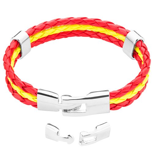 Taffstyle® Stylisches Armband PU Lederarmband Kordelarmband Fan Artikel Fussball Weltmeisterschaft 2014 WM & EM Länder Style geflochten – Spanien – 21cm