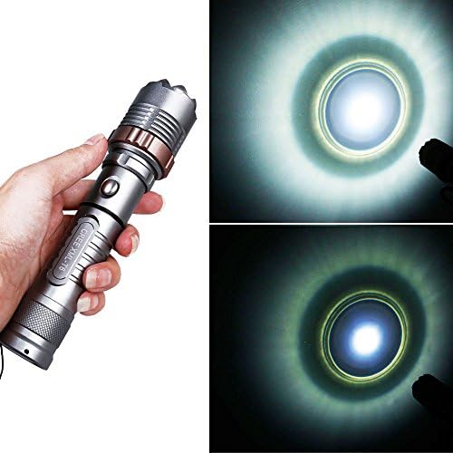 Top Home Dec LED Flashlight, Water-Resistant Torch for Camping Hiking with Ultra-Bright 3000 Lumens, CREE XML T6, 5 Light Modes, Battery Included