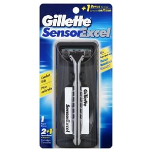 Gillette SensorExcel Razor With 2 Cartridges + Bonus Sensor3 Cartridge