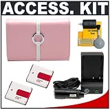 Sony CyberShot LCS-TWB/P Soft Leather Carrying Case (Pink) + (2) NP-BG1 Battery Packs + Charger + Accessory Kit for DSC-T100, DSC-W120, DSC-W130, DSC-W200, DSC-W300 DSC-W55, DSC-W80, DSC-W90, DSC-T20 Digital Cameras
