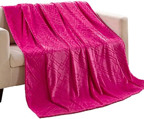 Jamemory Solid Color Plush Fleece Bed Baby Wrap Blankets Lightweight All Season Bedding Bedspreads Travel Camping Blanket Covers (70.8 X 78.7 Inches, Rose)