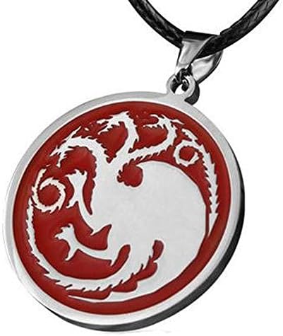 New Popular Vintage Song of Ice and Fire Game of Thrones Necklace Stark Wolf/targaryen Dragon/lion/deer Pendant for Men Women (Dragon)