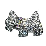 Silverplated Crystal Scotty Dog Pin