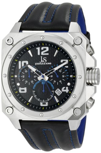 Joshua & Sons Men s JS48BU Stainless Steel Watch with Black Leather Band