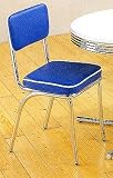 Set of 2 Blue 50's Retro Nostalgic Style Dining Chairs w/Chrome Plating