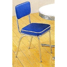 Set of 2 Blue 50's Retro Nostalgic Style Dining Chairs w/Chrome Plating