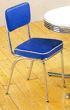 Childrens Toyshop  Kitchen & Housewares : Set of 2 Blue 50's Retro Nostalgic Style Dining Chairs w/Chrome Plating