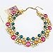 QIYUN.Z Luxury Drop Oval Rhinestone Bling Sparking Gold Tone Chain Bib Choker Necklace