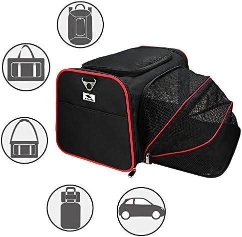 OKBUYNOW Extendable Pet Carrier Soft-Sided Travel Backpack/Handbag/Shoulder Bag for Dogs, Cats and Puppies, Cushion Included-18"x11"x11" Airline Approved