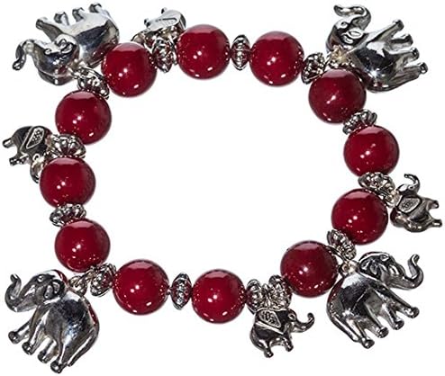 Alabama Crimson Tide Team Colors Stretch Bracelet Red Beads Floral Rondelles Multi-sized Elephant Charms