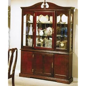 Queen Anne Buffet China W Hutch W Drawers and Shelfs