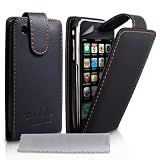 Mobile Madhouse TM Schutzh�lle Tasche F�r Das Apple iPhone 3 / 3G /3GS Leder Flip Tasche Schwarz Mit Displayschutz Folie Und Graues Micro Faser Poliertuchvon "Mobile Madhouse"