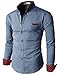 H2H Mens Casual Slim Fit Oxford Button Down Shirts with Chest Pocket