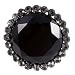 Chunky Black Acrylic and Rhinestone Stretch Fashion Ring