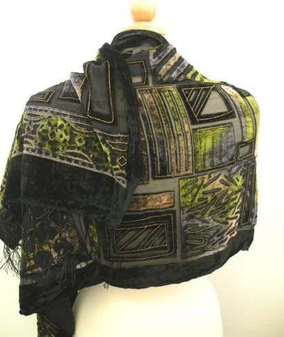 Soft Velvet Burnout Scarf,Italy Fashion Silk Burnout Velvet Scarf w/ Elegant Designs.