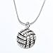 Godyce Volleyball Pendant Necklace for Women - White Crystal Stainless Steel Snake Chain Jewelry