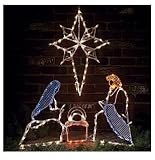 CHRISTMAS LIGHTED NATIVITY AND STAR CHRISTMAS YARD OUTDOOR/INDOOR DECORATION