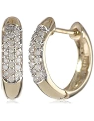 14k Gold Round-Cut Pave Diamond Hoop Earrings (1/4 cttw, H-I Color, I1-I2 Clarity)
