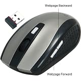 Daffodil WMS325 5-Button 2.4GHz Nano Wireless Mouse with DPI Adjustable, Webpage Backward and Forward Buttons and 2xAAA Batteries Included - Black & Grey