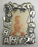 3 1/2x5 Pewter Finished 'BABY' Picture/Photo Frame with Stuffed Bear and Jack in the Box