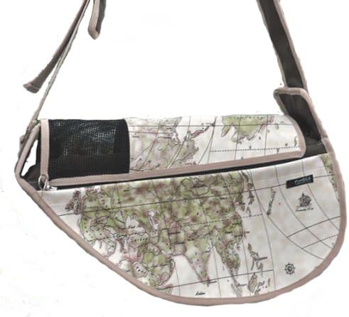 Fundle Ultimate Pet Sling LUX Series Map Pattern Color: Olive Size: Large