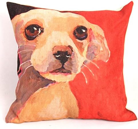 Hmlover Home Decorative Pillowcase Cotton Linen Throw Pillow Cushion Cover Square Standard 45*45CM Pet Dog Jack Russel