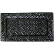 Black Embossed Metal Tray with Handles, 21 Inches Long