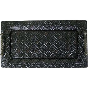 Black Metal Embossed Edges Tray with Handles, 20 inches long by Creative Co-op
