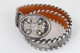 Whimsical Originals Ladies Belt Crystal Maltese Cross Buckle