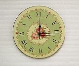 Pink Rose Wall Clock , Green