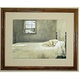 Big Oak Framed Andrew Wyeth Master Bedroom Dog On Bed by Framed Art Tilliams
