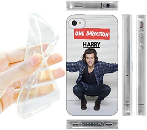 Official One Direction 1D Checkered Polo Harry Styles Photo Soft Gel Back Case Cover for Apple iPhone 4 4S