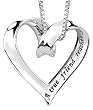 Sterling Silver A True Friend Reaches For Your Hand But Touches Your Heart Ribbon Heart Pendant, 18