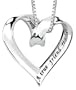 Sterling Silver "A True Friend Reaches For Your Hand But Touches Your Heart" Ribbon Heart Pendant, 18"