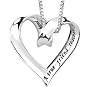 Sterling Silver "A True Friend Reaches For Your Hand But Touches Your Heart" Ribbon Heart Pendant, 18"