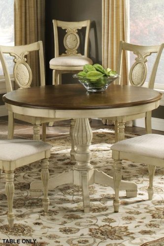 Cumberland Round Pedestal Tbl 30.5hx48d Antq Buttermilk